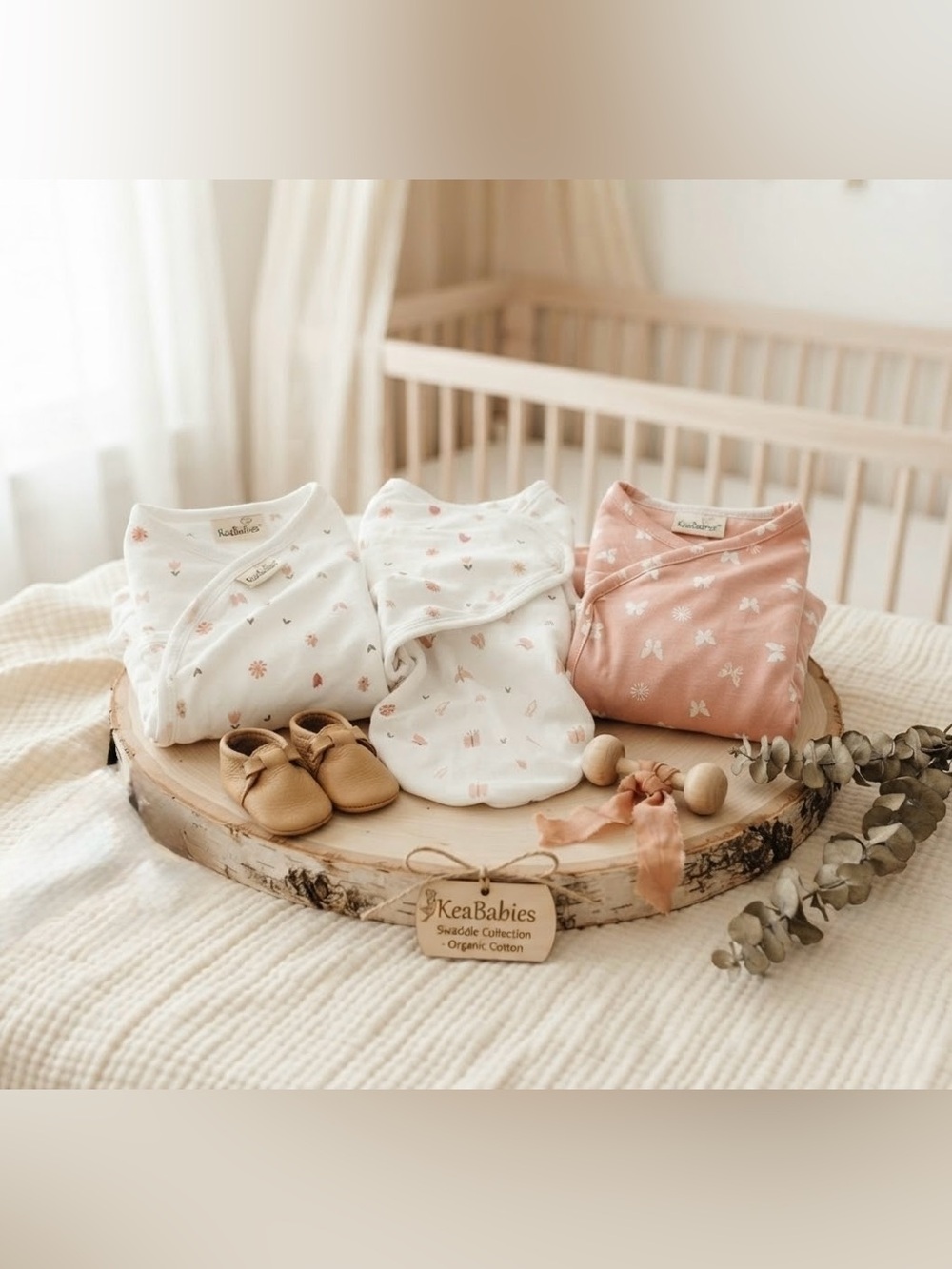 Pink, Butterfly, & White Floral Organic Cotton Swaddles